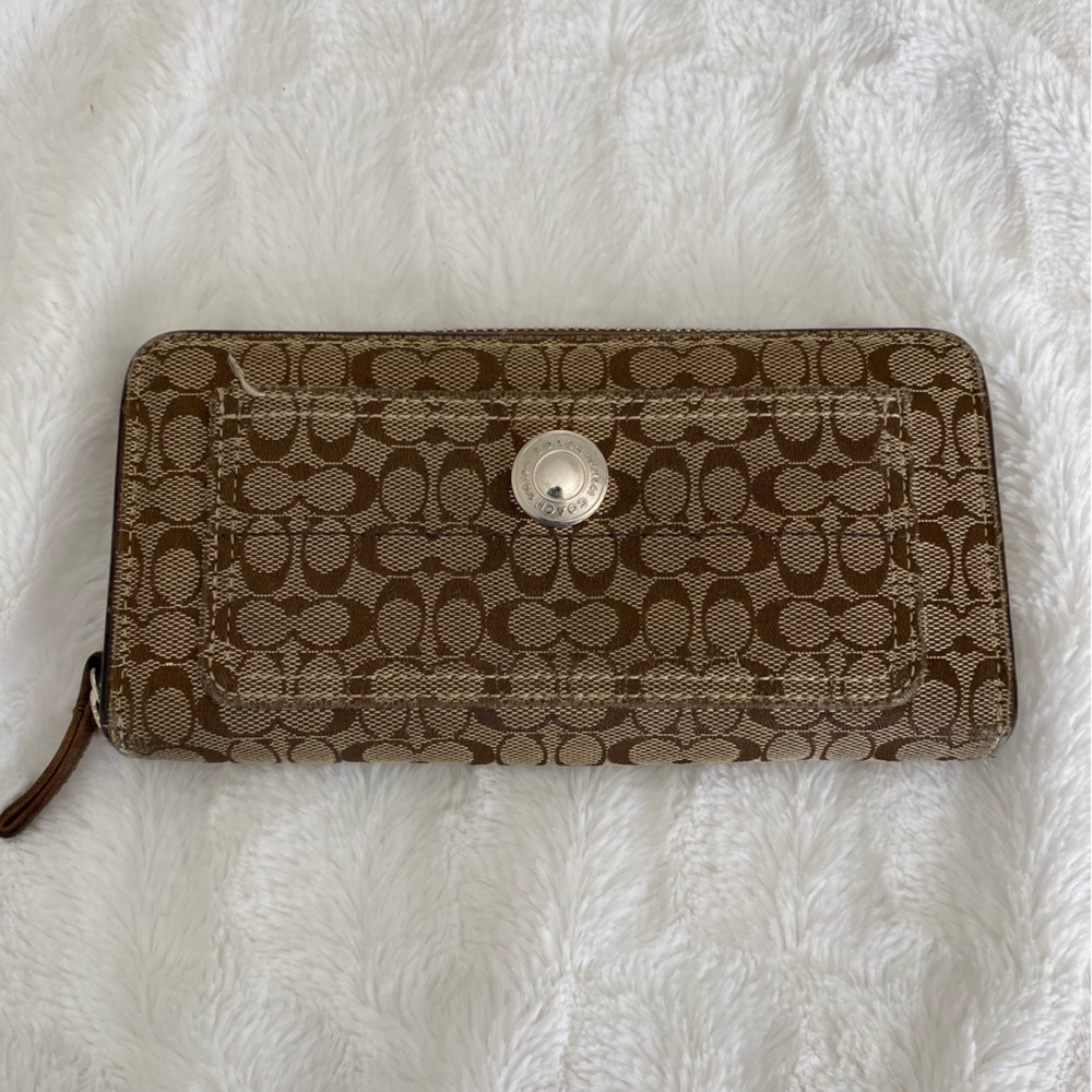 Coach Monogram Zip Around Wallet
